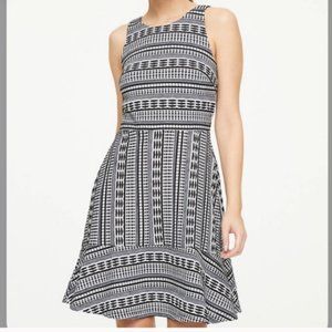 Ann Taylor Loft Geo Stripe Fit and Flare Dress - 0